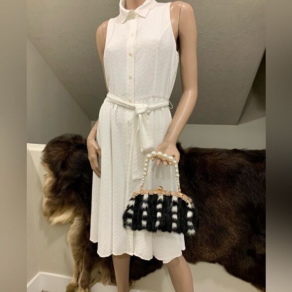 Gorgeous Handmade Real Mink Fur Rhinestone Push-lock Clutch/Wristlet/Crossbody - Picture 3 of 15